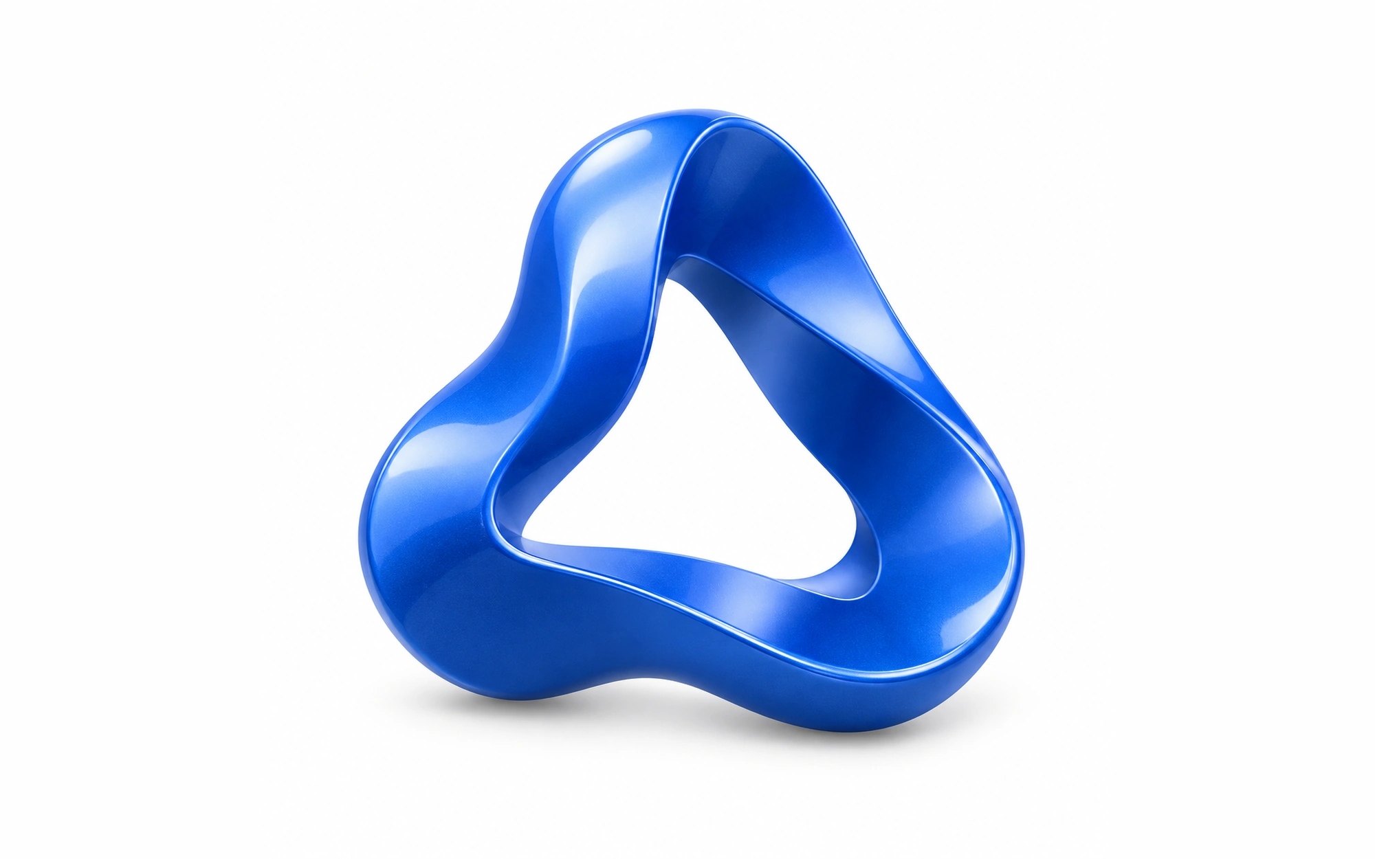 Cobalt blue ribbon forming a continuous triangular route.