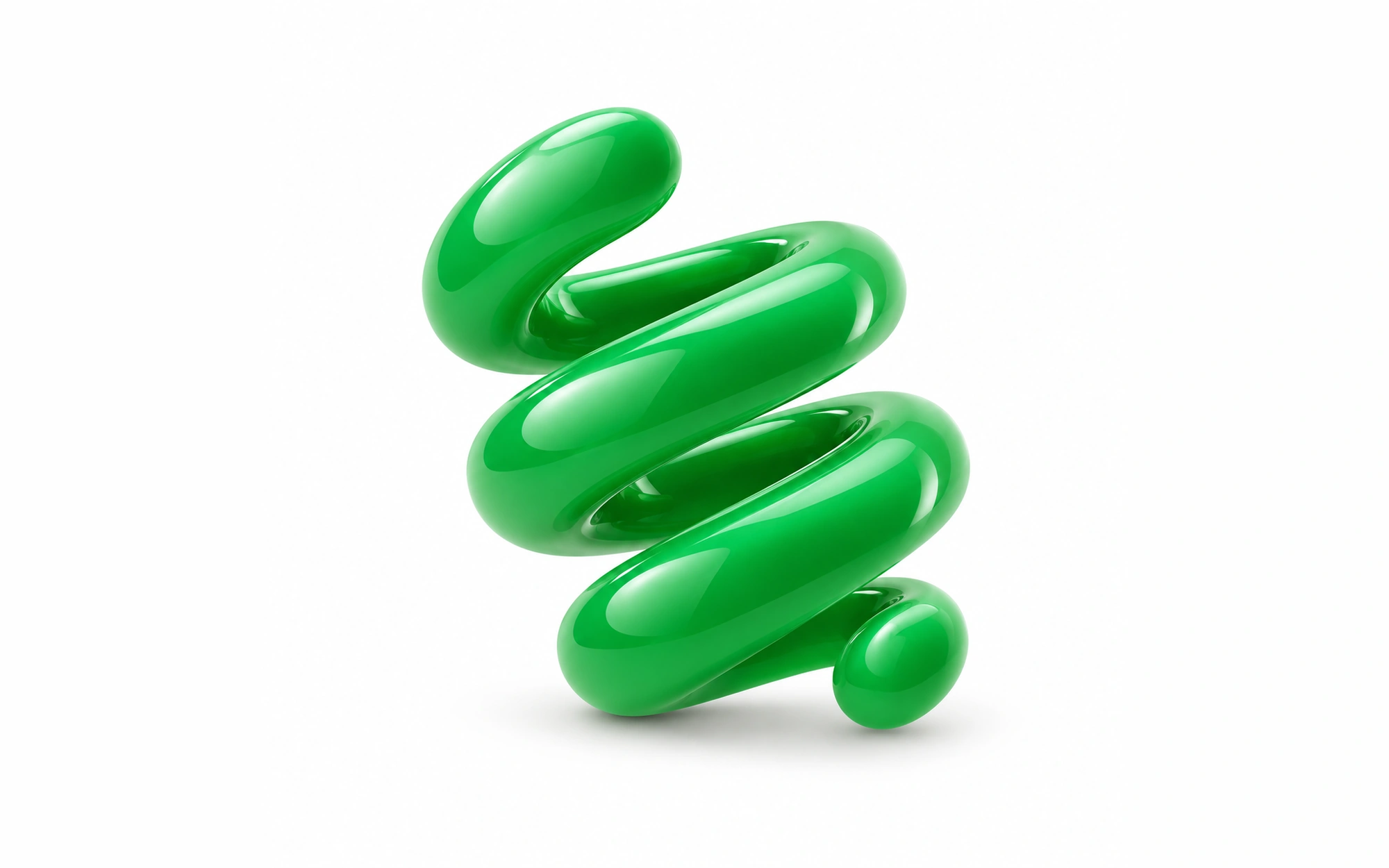 Glossy green coil suggesting a continuous connection.